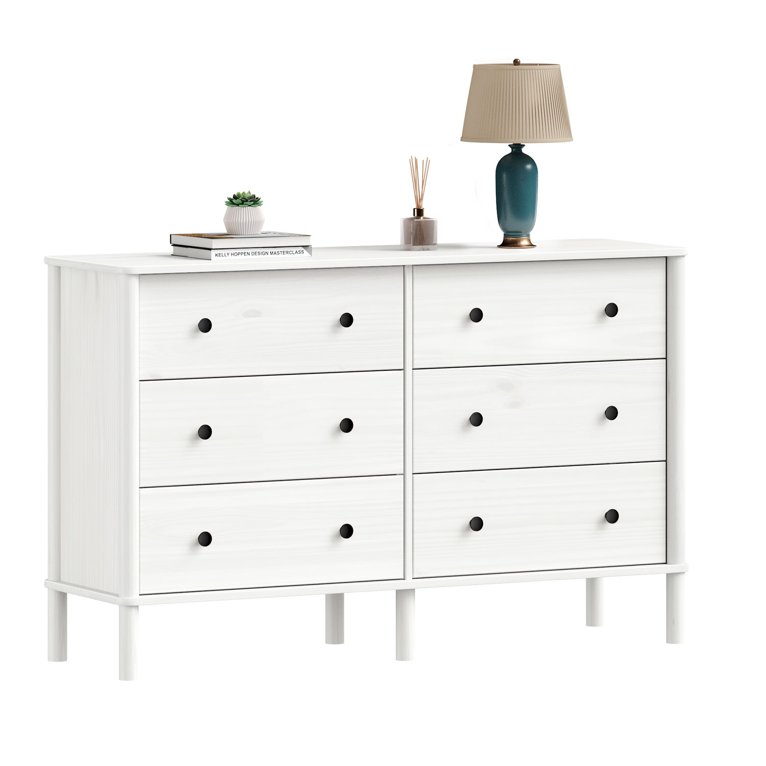 Cômoda para Quarto Madeira 6 Gavetas Moderna Apoana Branco