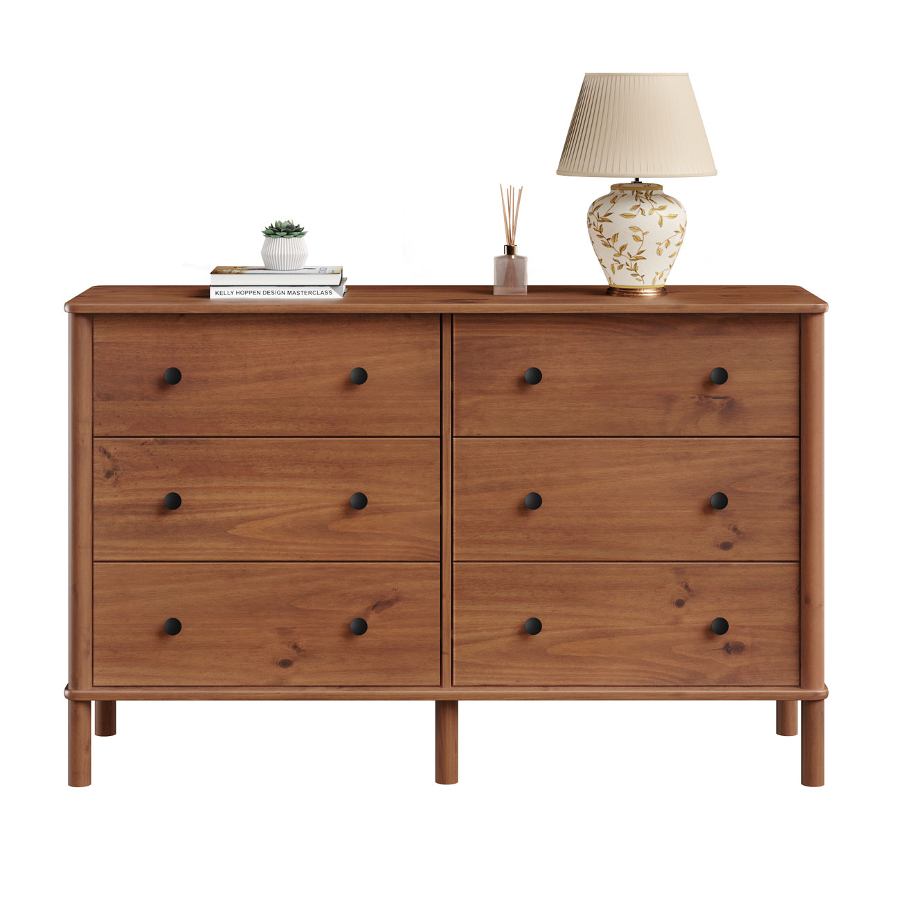 Cômoda para Quarto Madeira 6 Gavetas Moderna Apoana Castanho