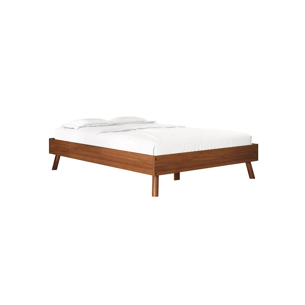 Cama Casal De Madeira Escandinava Futon Pés Inclinados Castanho Karri
