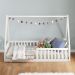 Cama Casal Infantil Montessori Branco Madeira Casa com Estrado Ravi