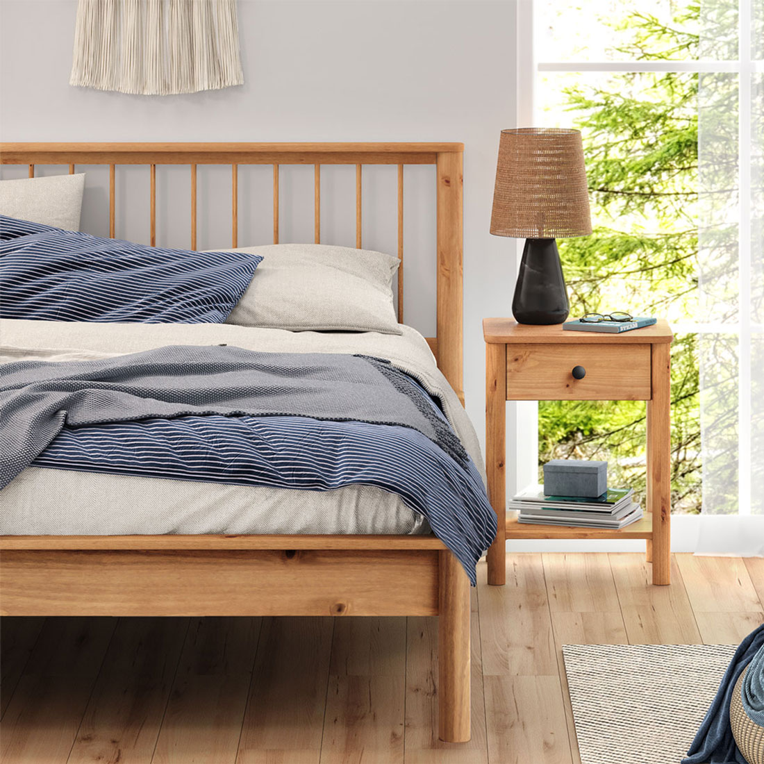 Cama Casal Queen de Madeira Moderna Apoana Madeirado
