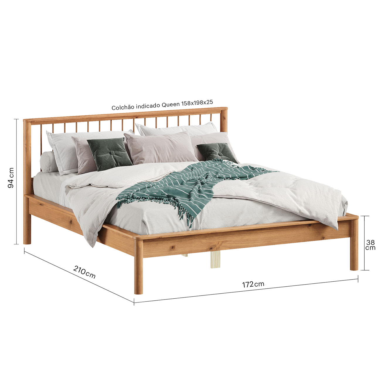 Cama Casal Queen de Madeira Moderna Apoana Madeirado