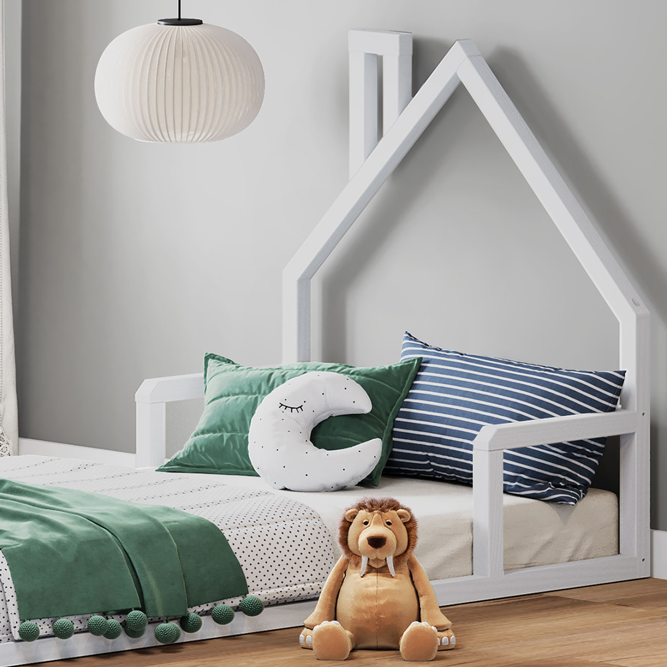 Cama Casinha Infantil Branco Madeira Montessoriana de Chão Eloa