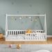Cama Infantil Madeira Branco Grade Montessori Casinha de Chão Nicolas