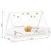 Cama Infantil Madeira Branco Grade Montessori Casinha de Chão Nicolas