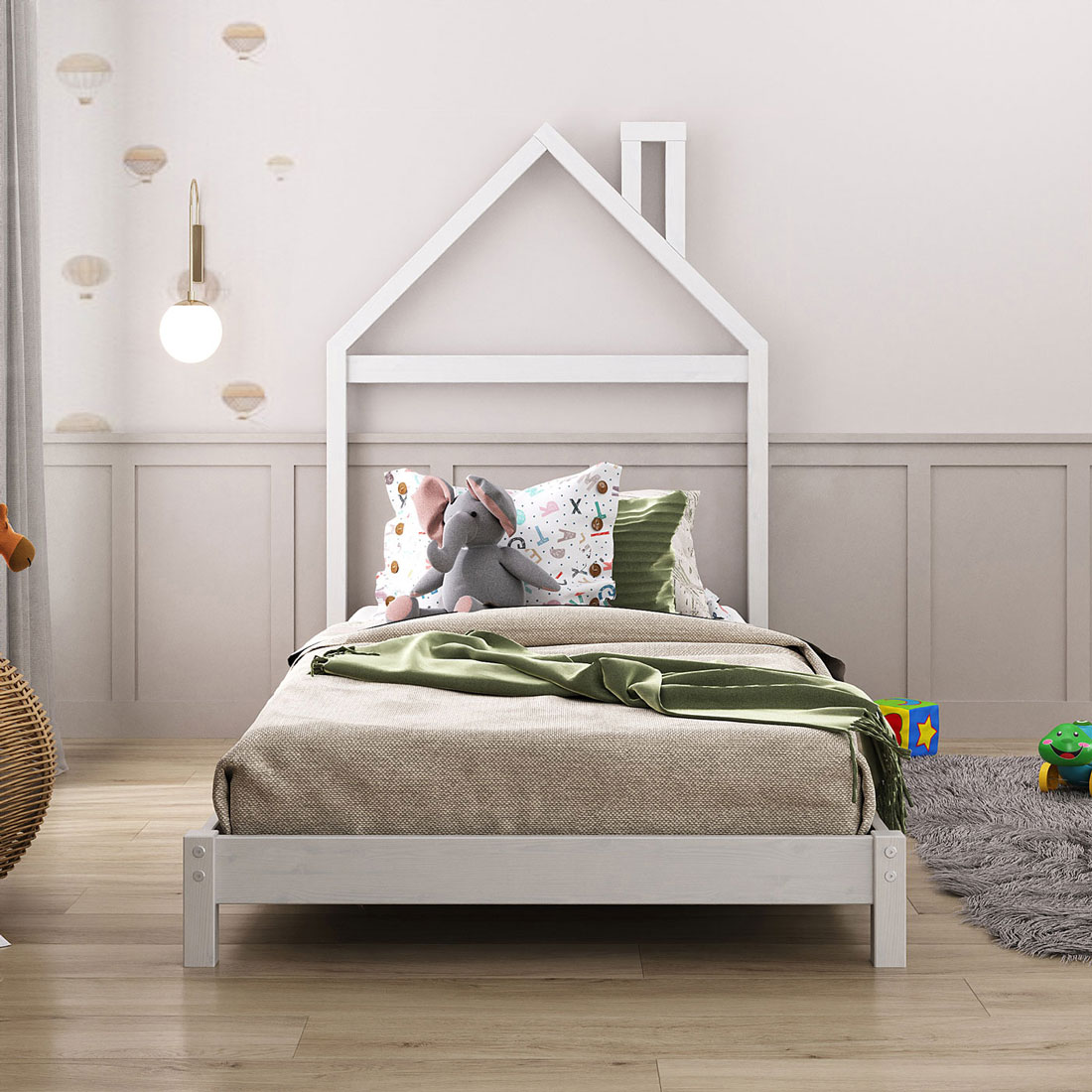 Cama Infantil Montessoriana de Madeira Maciça Liz Branco