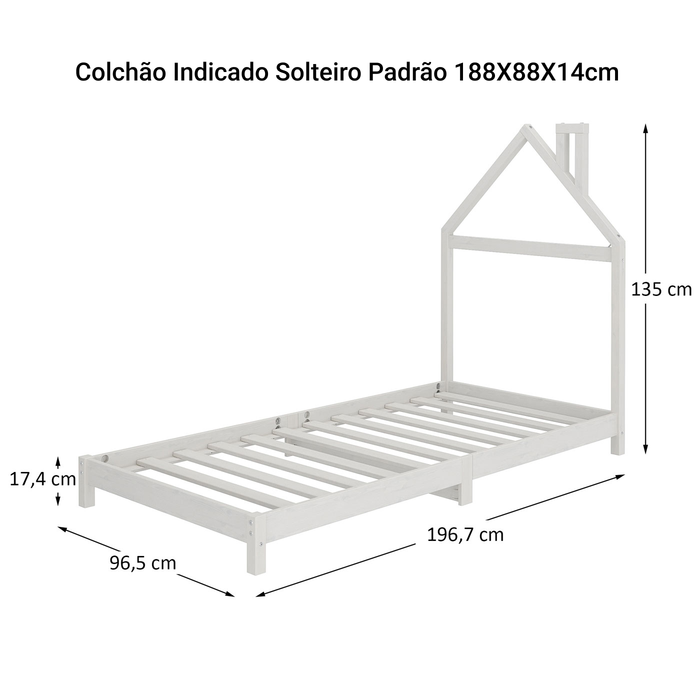 Cama Infantil Montessoriana de Madeira Maciça Liz Branco