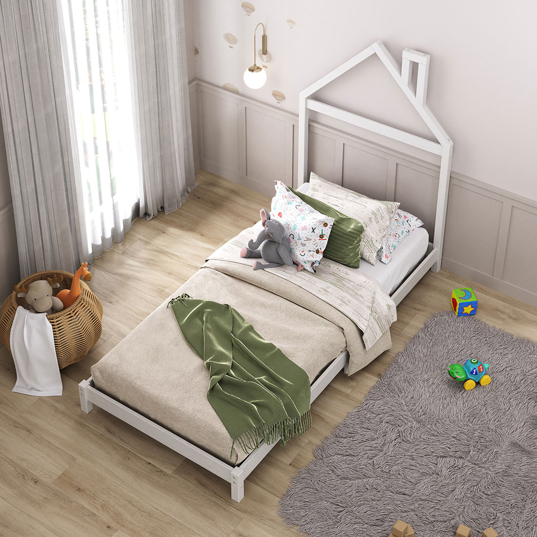 Cama Infantil Montessoriana de Madeira Maciça Liz Branco