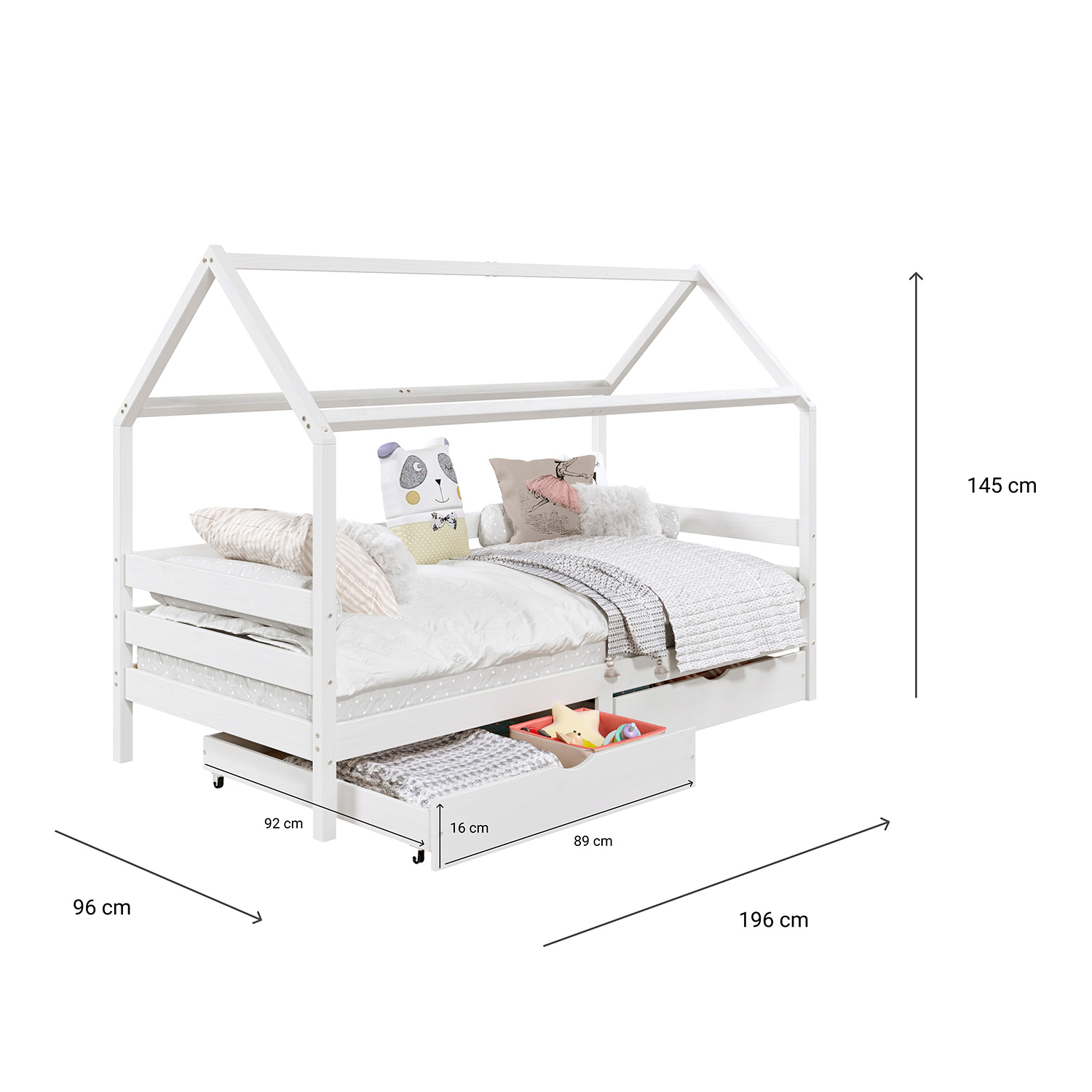 Cama Montessoriana Madeira Maciça Casa com Estrado Clia Branco