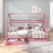 Cama Montessoriana Madeira Maciça Casa com Estrado Clia Rosa