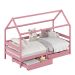 Cama Montessoriana Madeira Maciça Casa com Estrado Clia Rosa