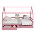 Cama Montessoriana Madeira Maciça Casa com Estrado Clia Rosa