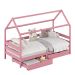 Cama Montessoriana Madeira Maciça Casa com Estrado Clia Rosa