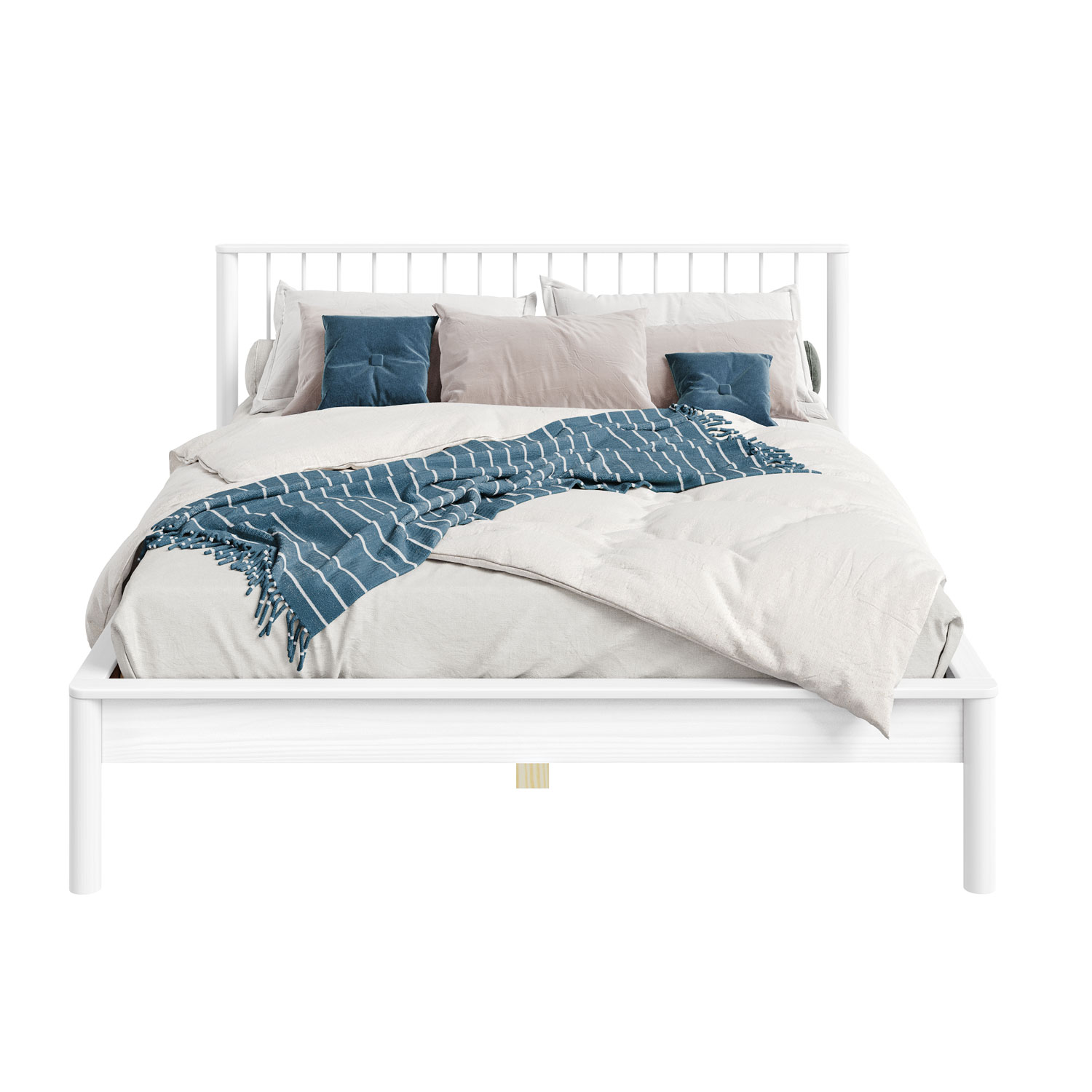 Cama Queen Casal de Madeira Maciça Moderna Apoana Branco