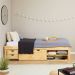 Cama Solteiro Madeira Multifuncional Com Mesa de Cabeceira Sabrina Natural