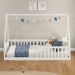 Cama Viúva Infantil Montessori Branco Madeira Casa com Estrado Stella