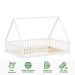 Cama Viúva Infantil Montessori Branco Madeira Casa com Estrado Stella