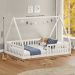 Cama Viúva Infantil Montessori Branco Madeira Casa com Estrado Stella