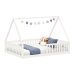 Cama Viúva Infantil Montessori Branco Madeira Casa com Estrado Stella