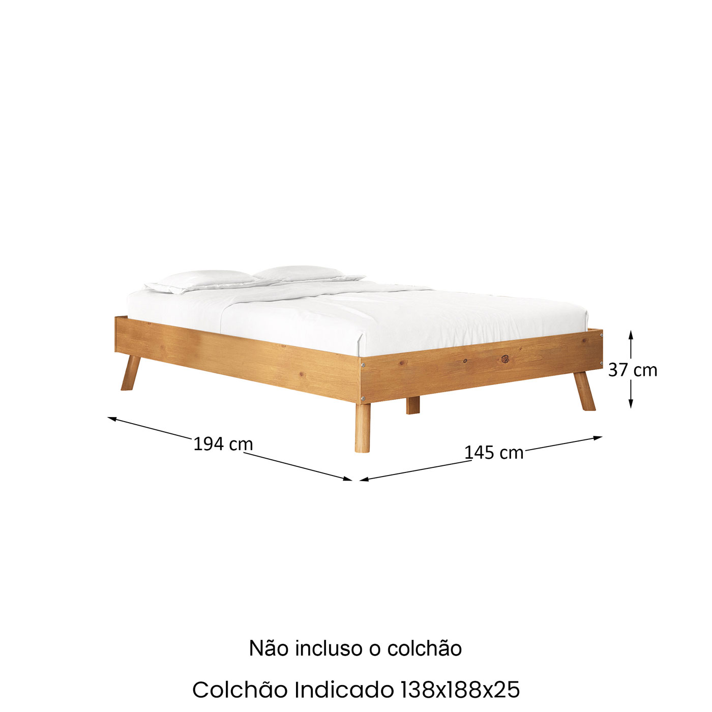 Cama de Madeira Casal Futon Baixa Moderna Freijó Karri