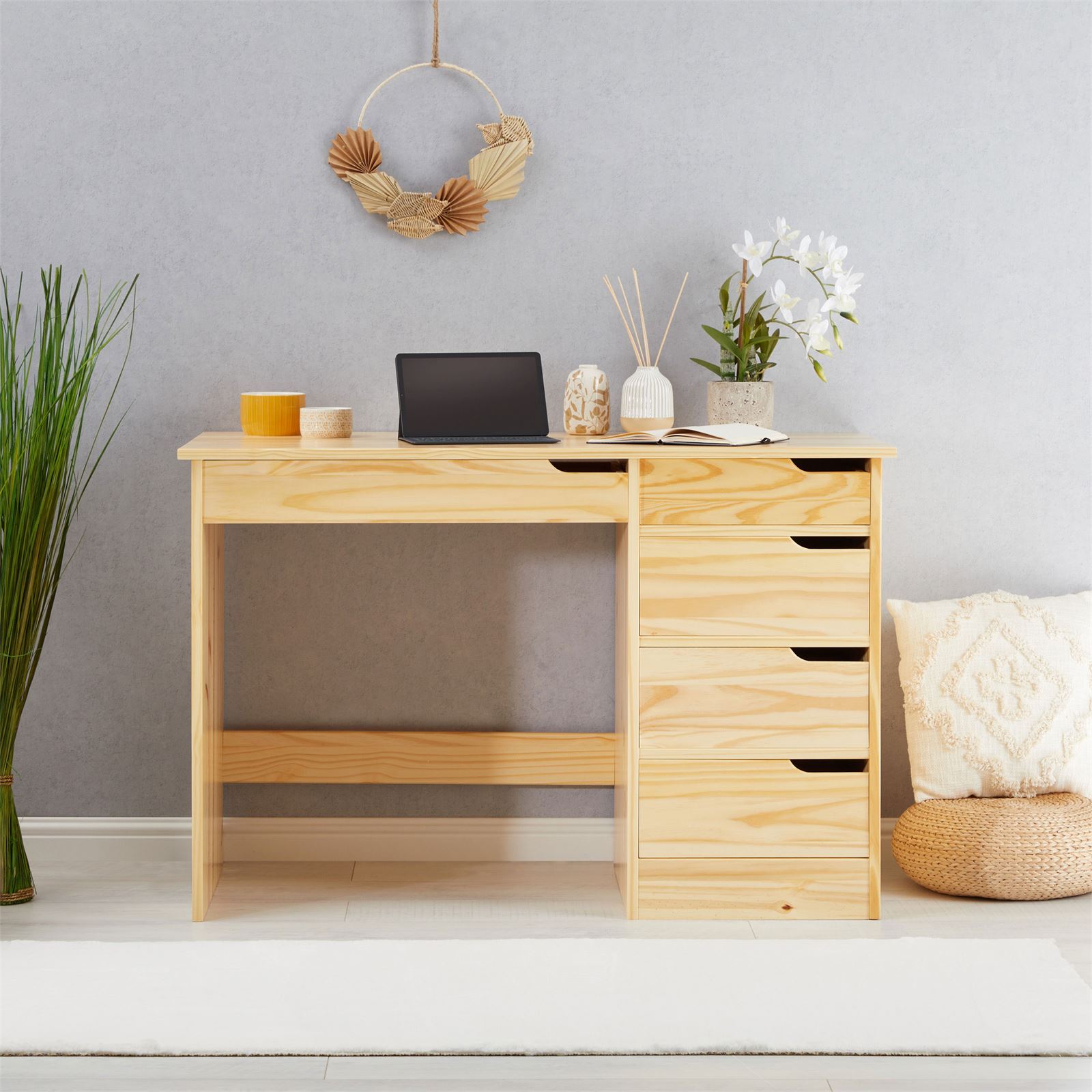 Escrivaninha Madeira Maciça  5 Gavetas Hugo