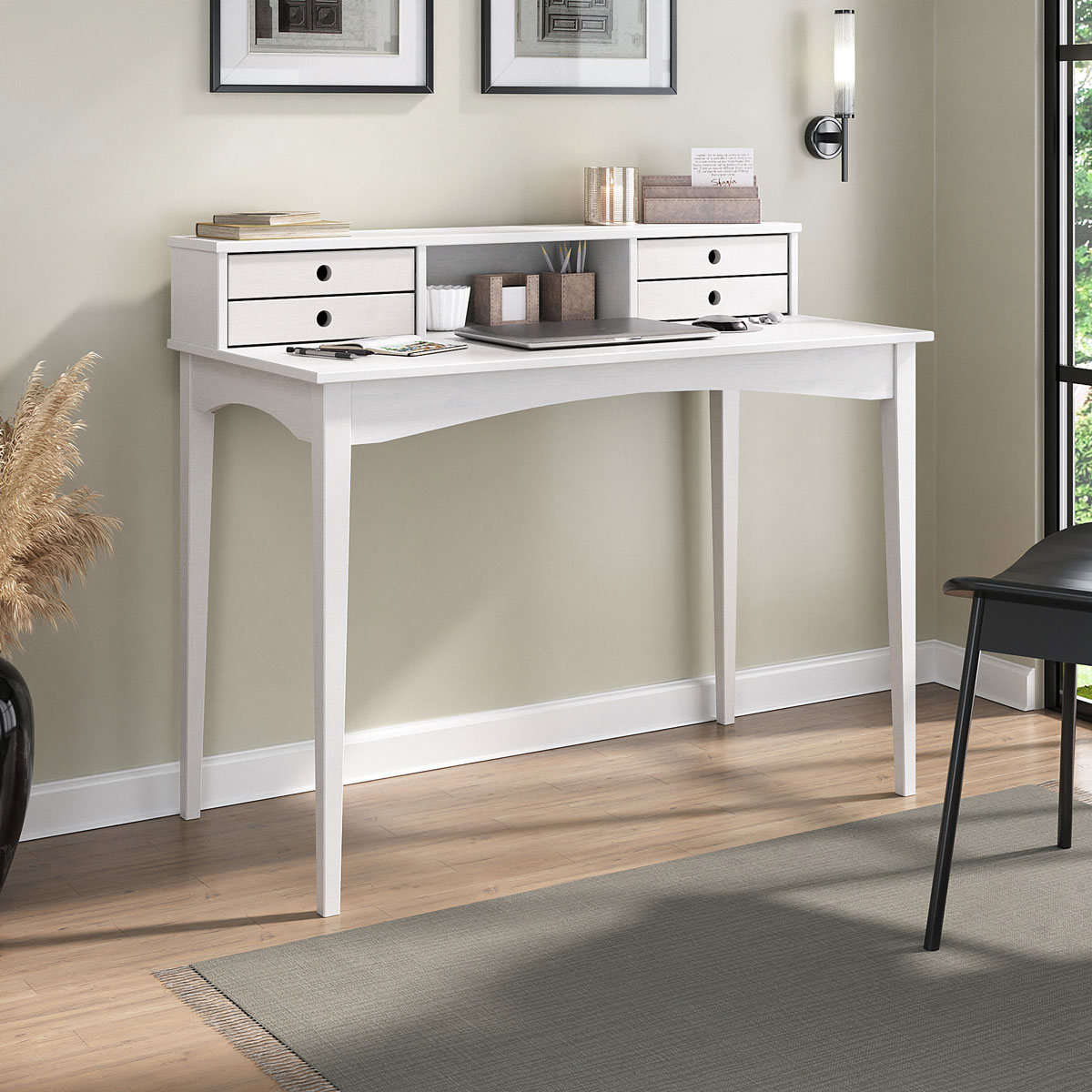 Escrivaninha para Quarto Retro Madeira 4 Gavetas Milano Branco