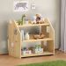 Estante Porta Livros Infantil de Madeira Brinquedos Yasmin Natural
