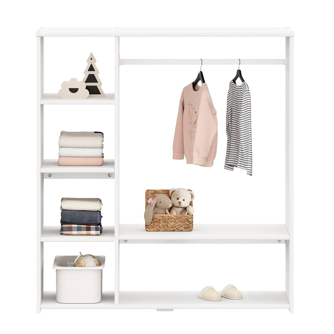 Guarda Roupa Infantil Madeira Closet sem Portas com Cabideiro Rafael Branco
