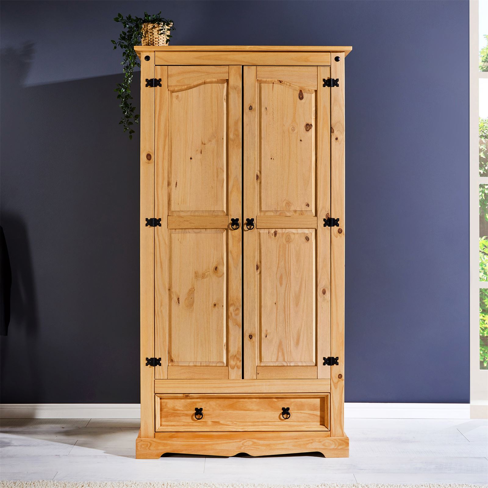 Guarda Roupa Madeira 2 Portas 1 Gaveta Armário Rustico
