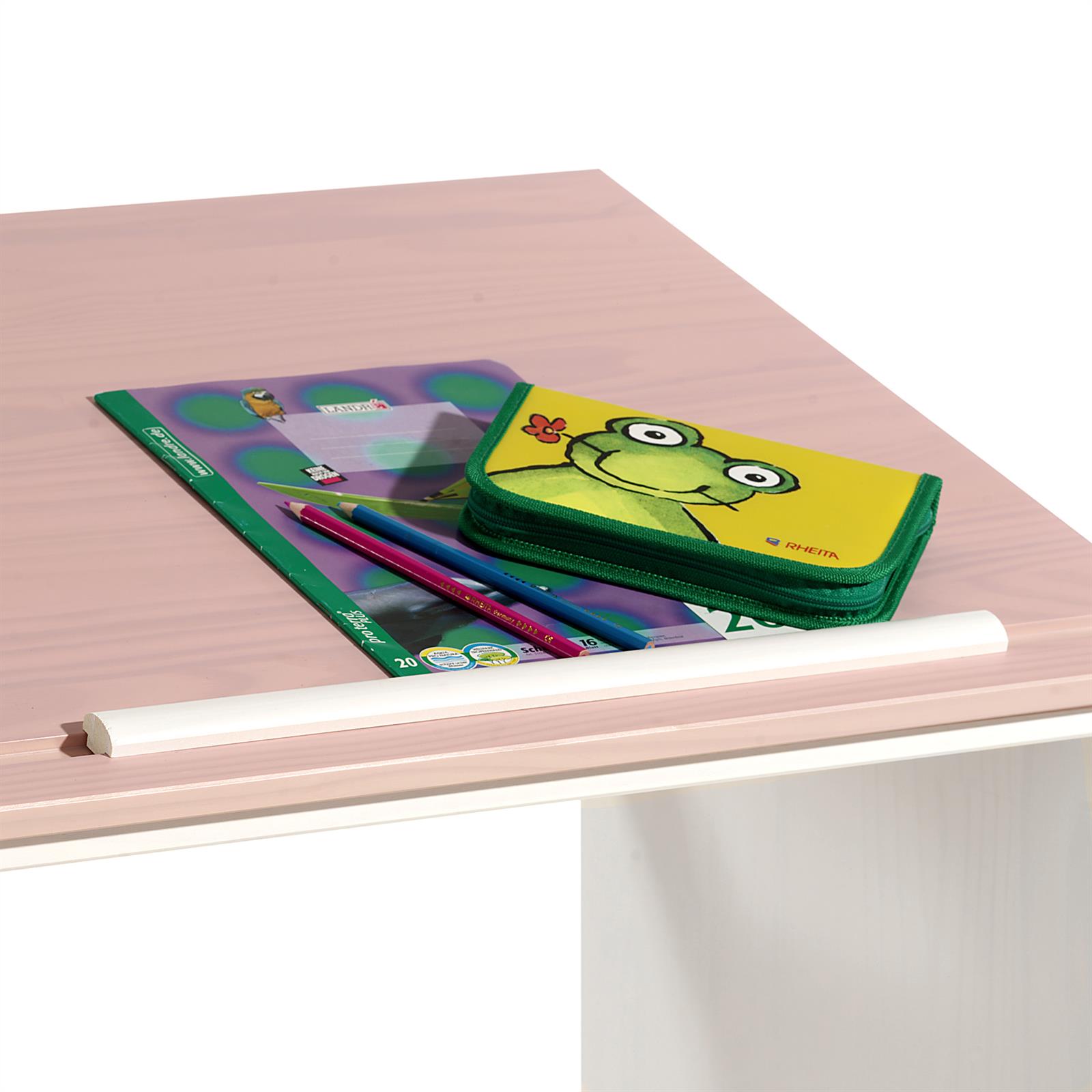 Mesa Desenho Infantil Escrivaninha 3 Gav Madeira Kevin Rosa Branco