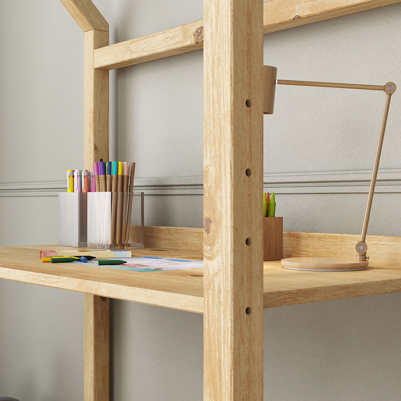 Mesa Desenho Infantil Montessori Com Regulagem Madeira Natural Tina