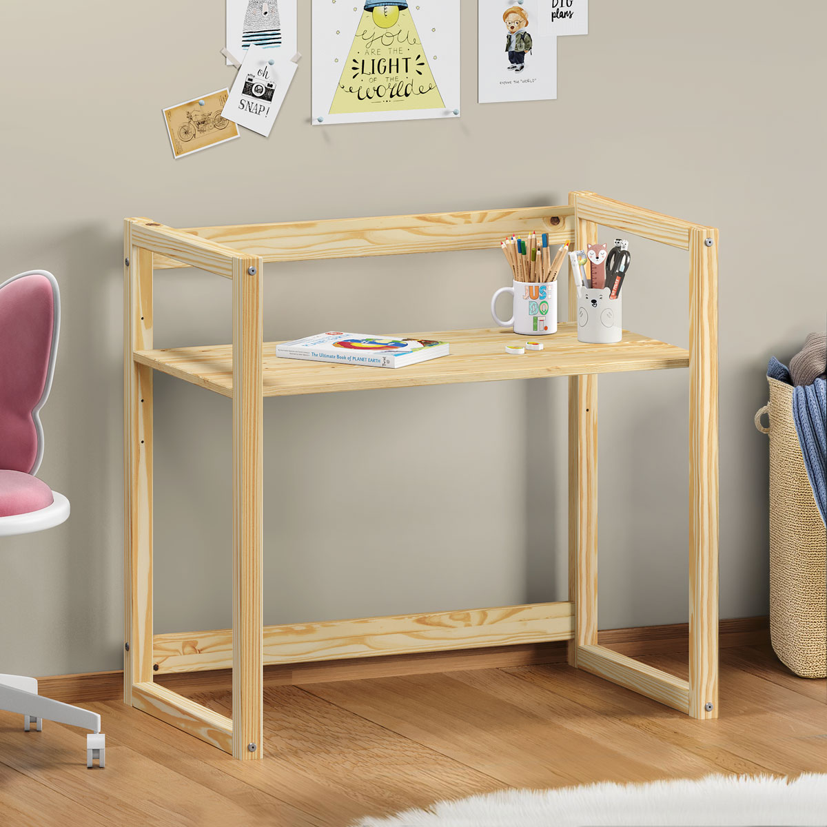 Mesa Desenho Infantil de Brincar Madeira Montessori Suza Natural