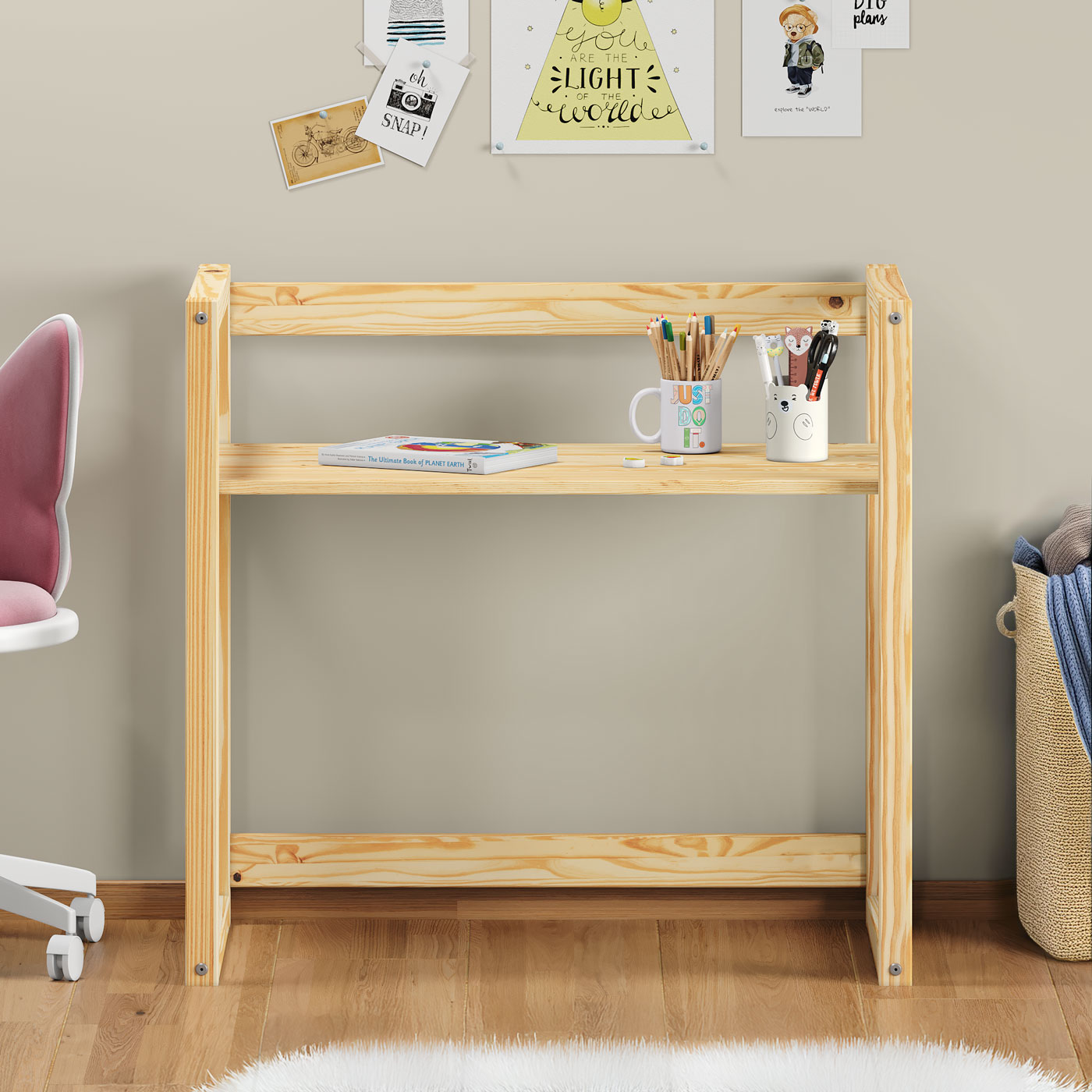 Mesa Desenho Infantil de Brincar Madeira Montessori Suza Natural