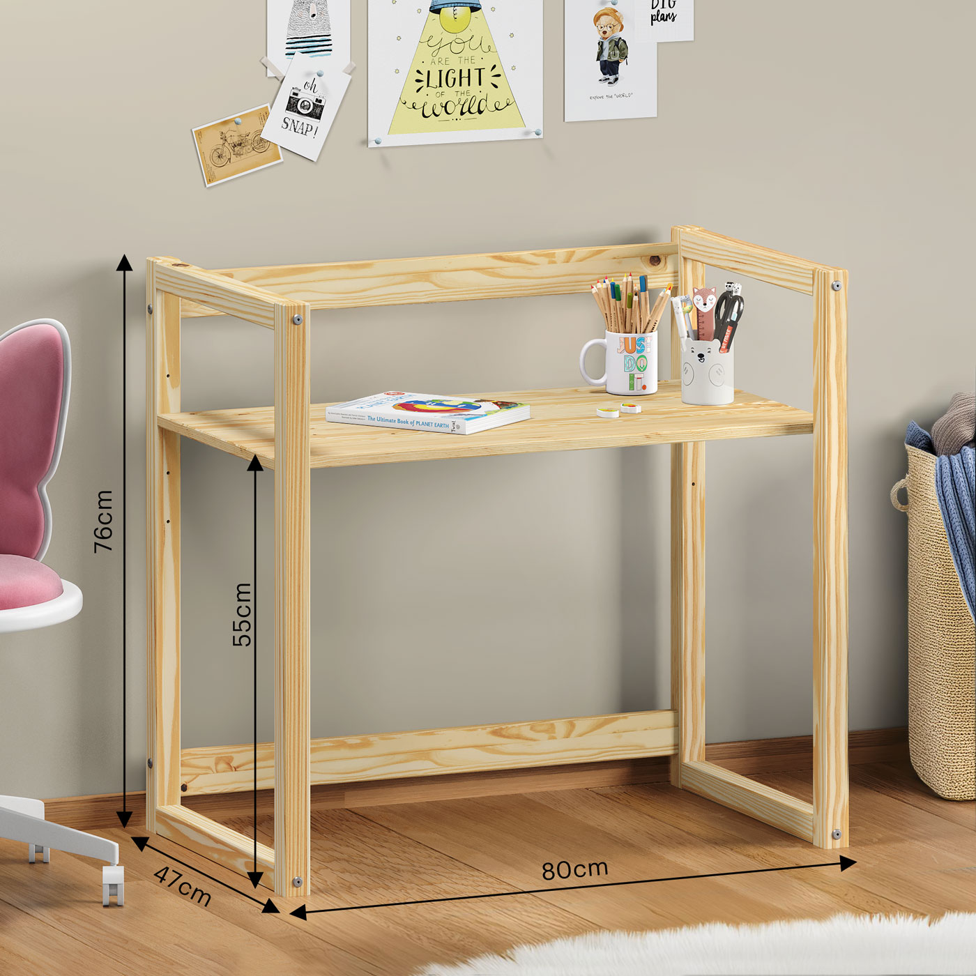 Mesa Desenho Infantil de Brincar Madeira Montessori Suza Natural