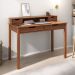 Mesa Escritório Compacta 1 Nicho 4 Gav Retrô Home Office Madeira Castanho Verniz Raul