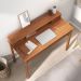 Mesa Escritório Compacta 1 Nicho 4 Gav Retrô Home Office Madeira Castanho Verniz Raul