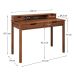 Mesa Escritório Compacta 1 Nicho 4 Gav Retrô Home Office Madeira Castanho Verniz Raul