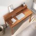 Mesa Escritório Compacta 1 Nicho 4 Gav Retrô Home Office Madeira Castanho Verniz Raul