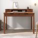 Mesa Escritório Compacta 1 Nicho 4 Gav Retrô Home Office Madeira Castanho Verniz Raul