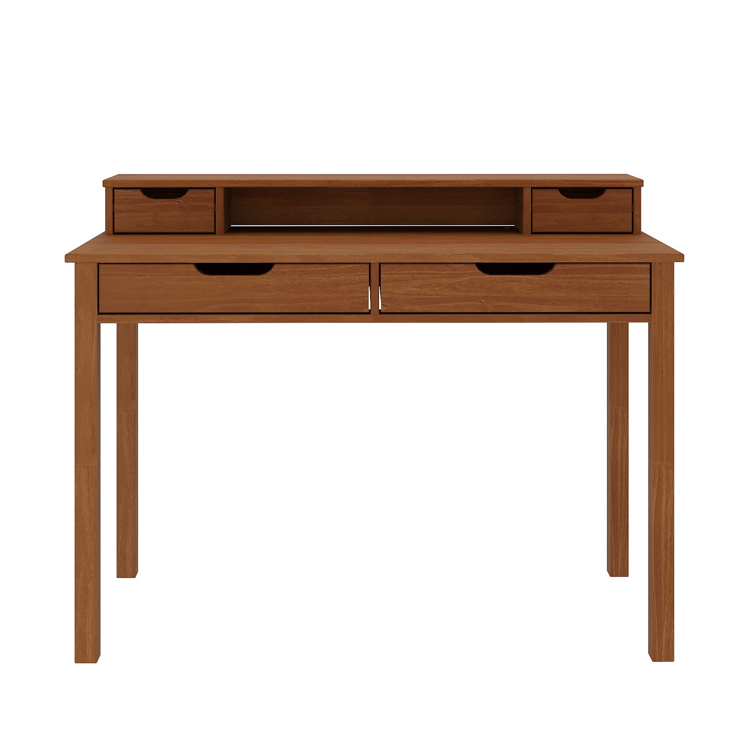 Mesa Escritório Compacta 1 Nicho 4 Gav Retrô Home Office Madeira Castanho Verniz Raul