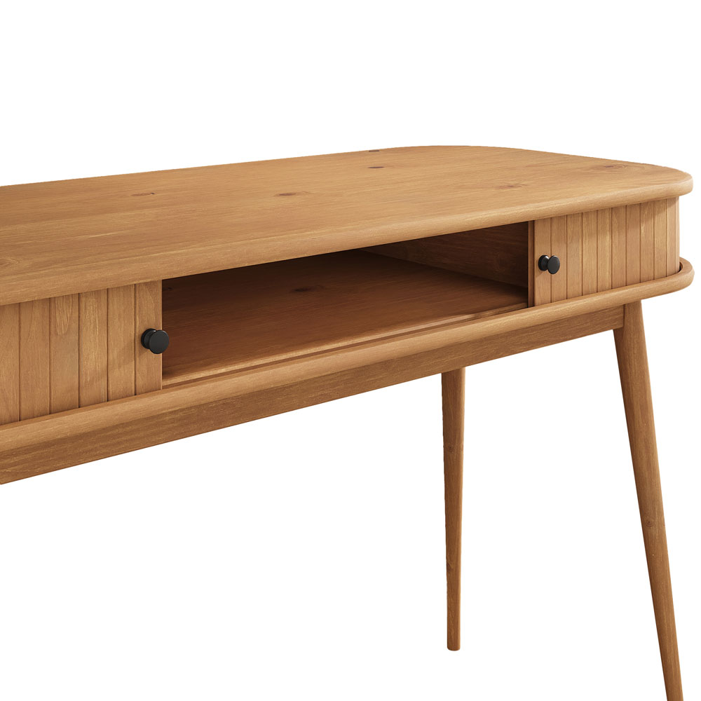 Mesa Escritório Madeira Escrivaninha Compacta Jari Moderna Rolltop Freijó