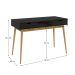 Mesa Escritório Preto Madeirado Retro 2 Gavetas 1 Nicho Stefano