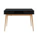 Mesa Escritório Preto Madeirado Retro 2 Gavetas 1 Nicho Stefano
