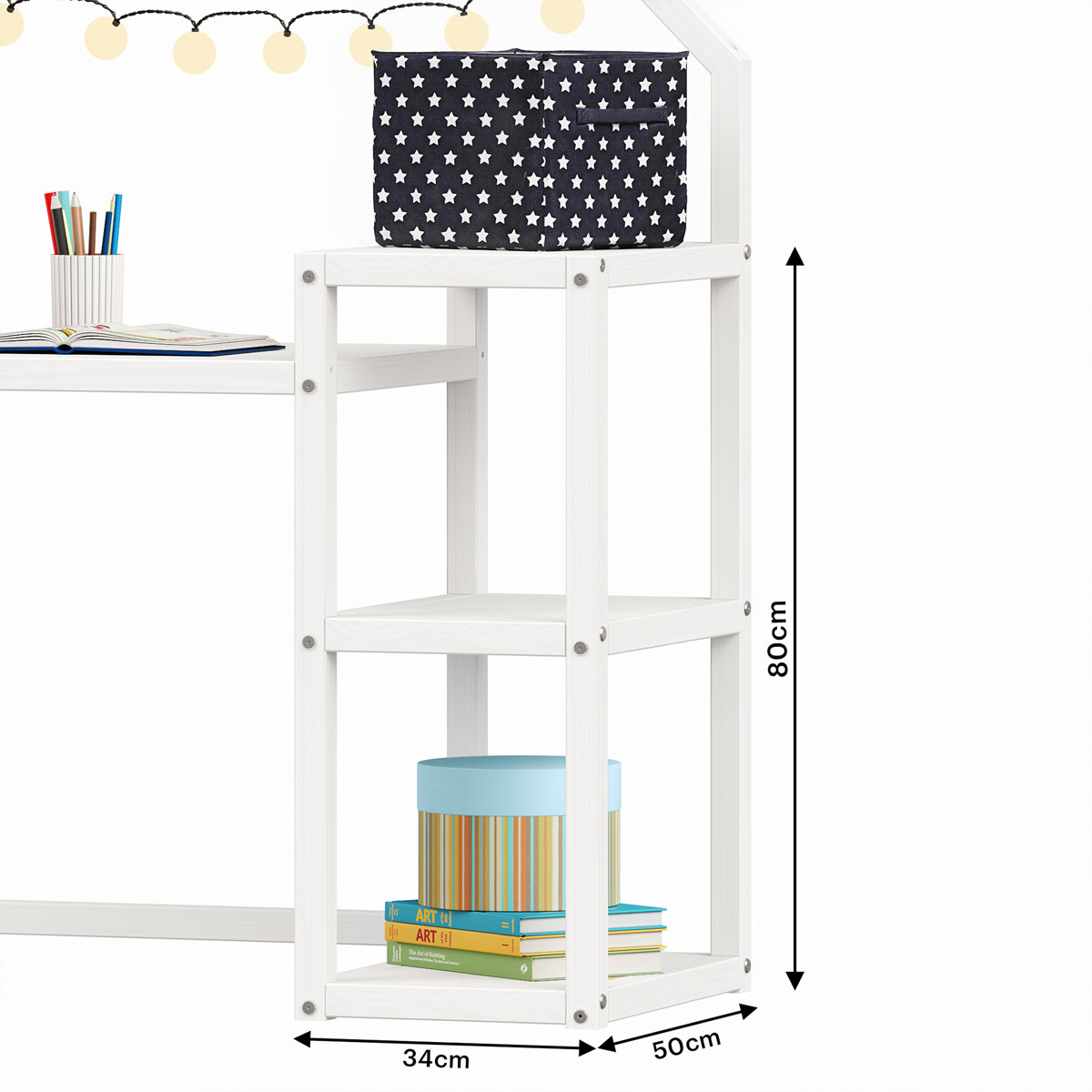 Mesa Escrivaninha Branco Infantil Madeira Montessori 3 Prateleiras Nivia