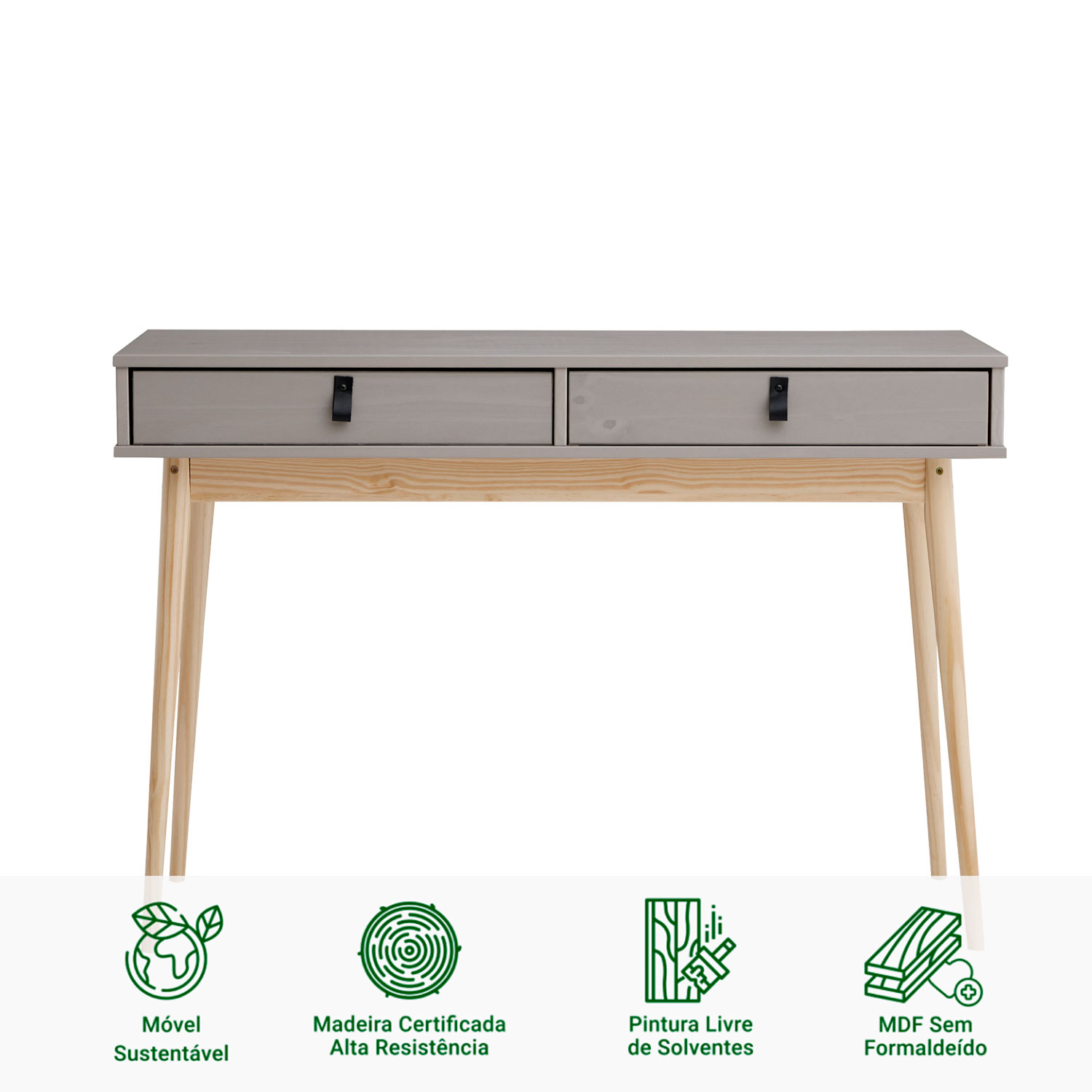 Mesa Escrivaninha Retro Madeira 2 Gavetas Wanda