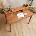 Mesa Escrivaninha Retro Madeira 4 Gavetas 1 Nicho Milano Castanho