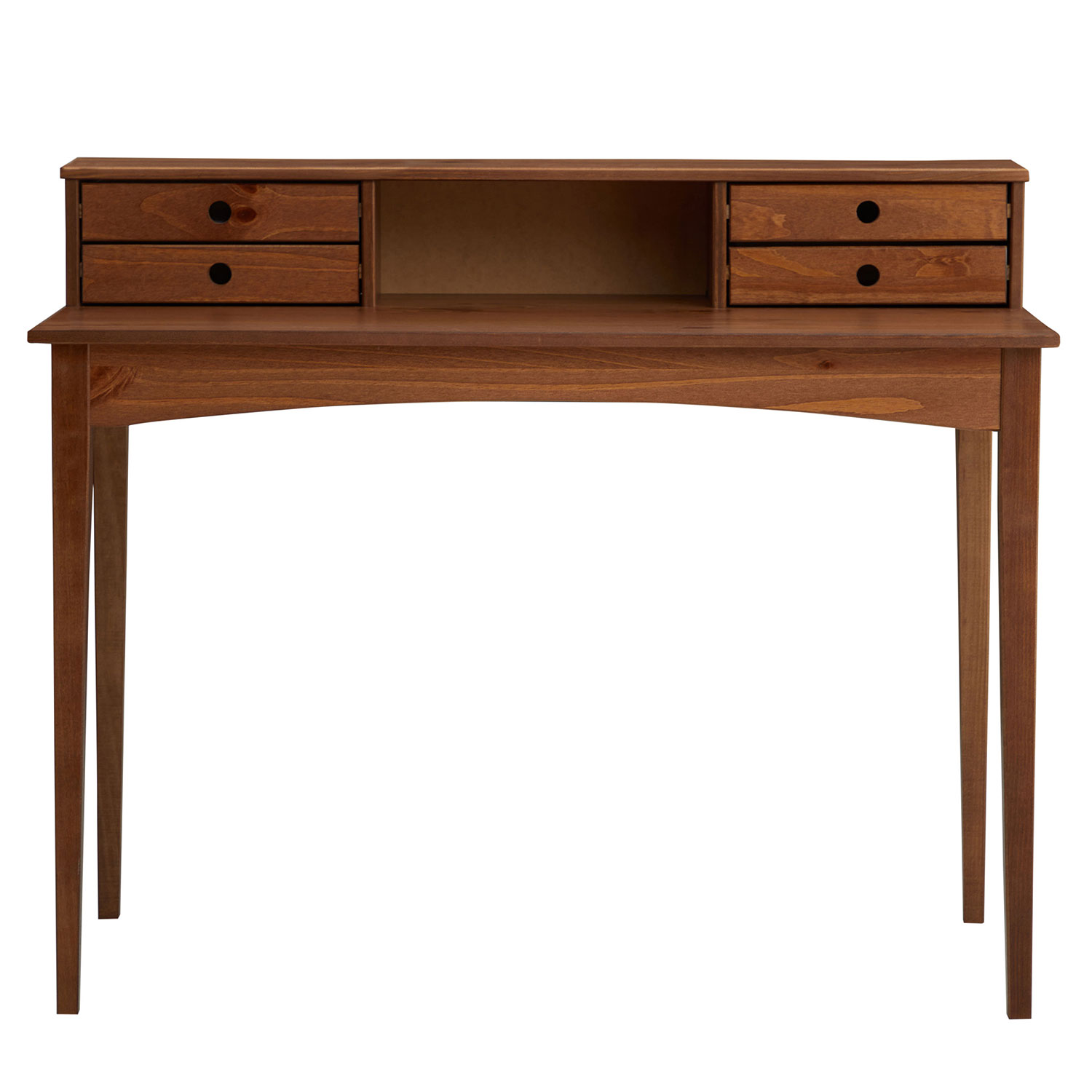 Mesa Escrivaninha Retro Madeira 4 Gavetas 1 Nicho Milano Castanho
