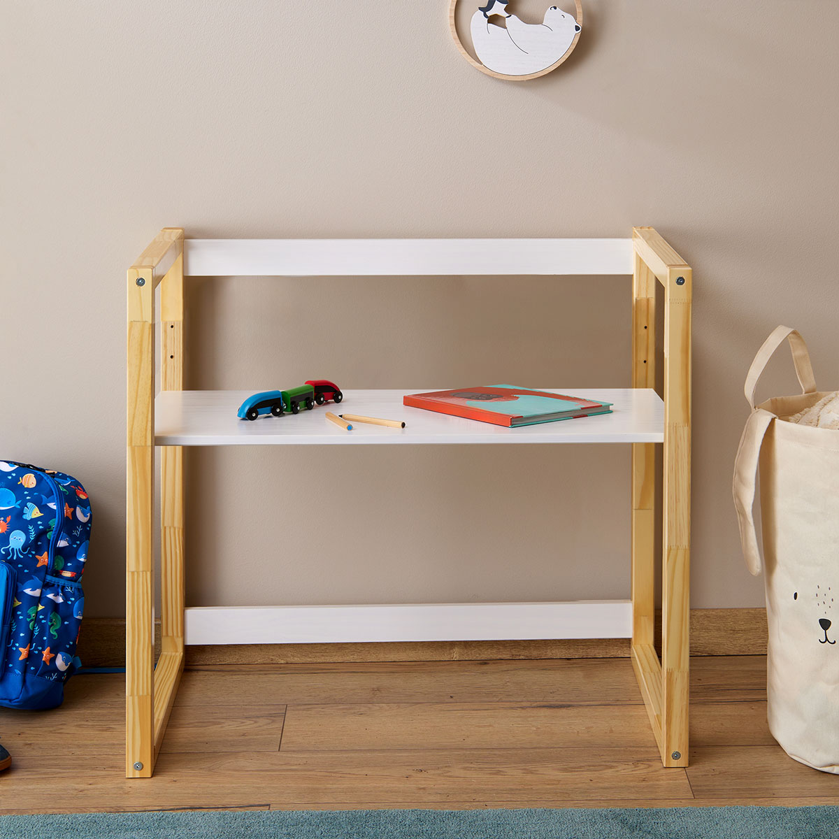Mesa Infantil Desenho Regulável Madeira Montessoriana Suza Natural Branco