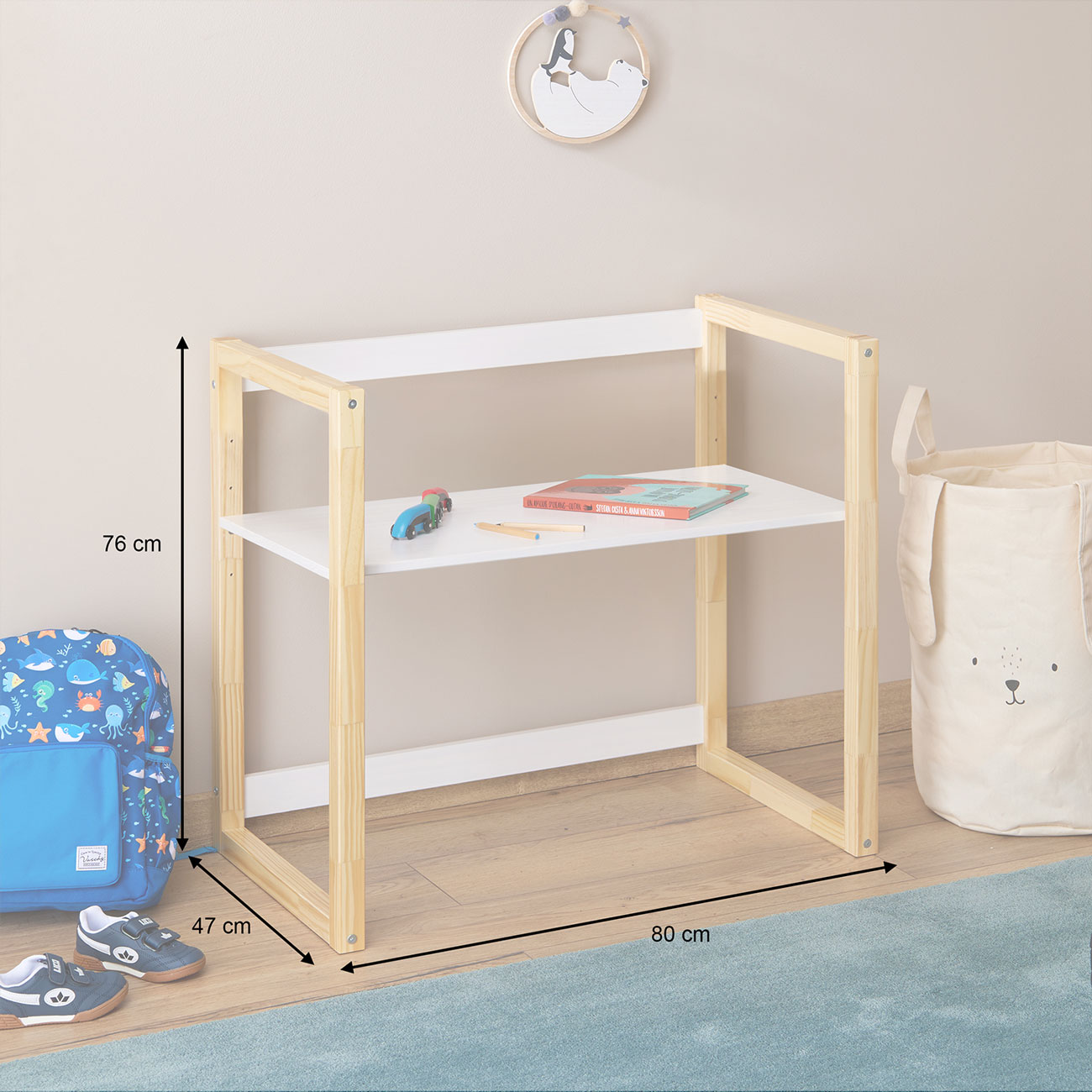 Mesa Infantil Desenho Regulável Madeira Montessoriana Suza Natural Branco