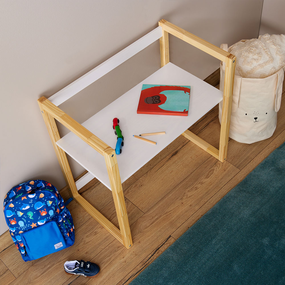 Mesa Infantil Desenho Regulável Madeira Montessoriana Suza Natural Branco